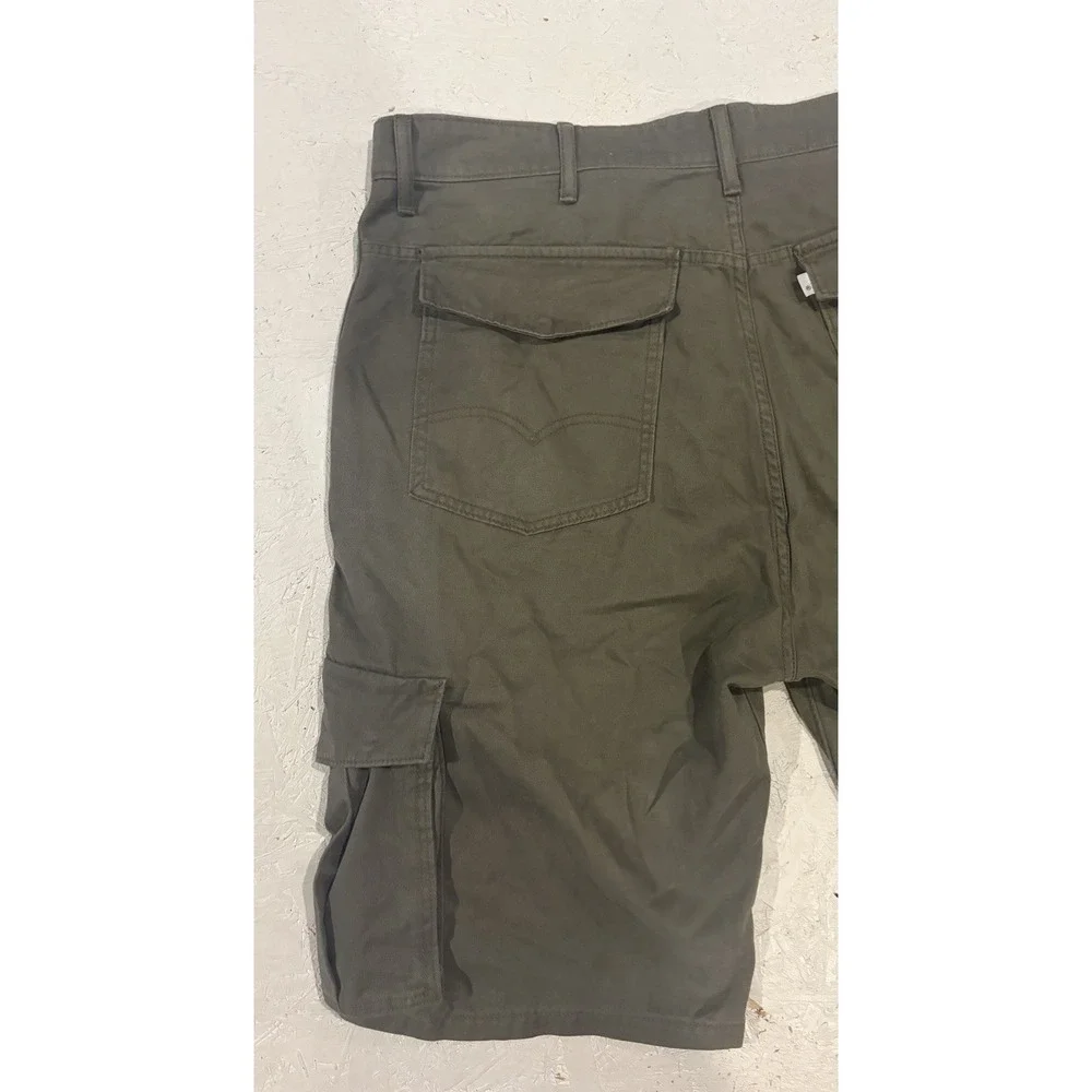 Levis Cargo Shorts Mens 38x12 Khaki Olive Green Pockets Workwear